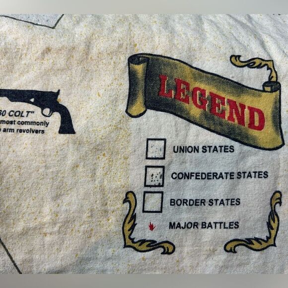 Vintage Civil War Art Unlimited all over print map t-shirt graphic tee size S - Picture 5 of 13